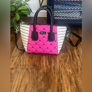 Betsey Johnson Y2K Chic Pink and Black Quilted Handbag